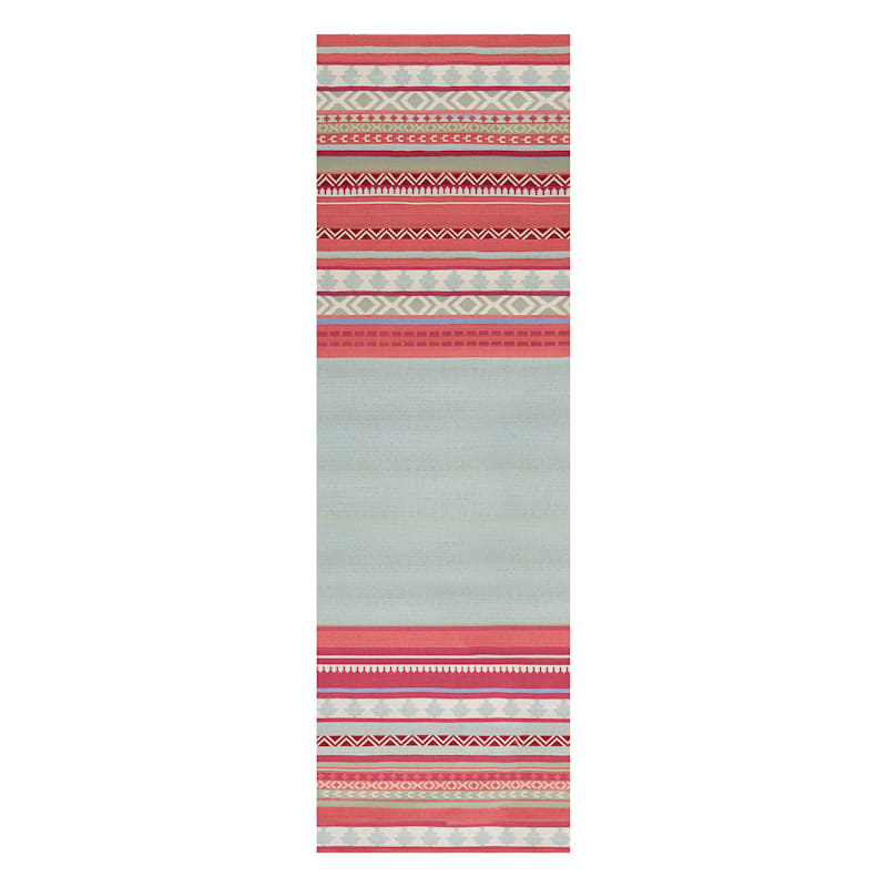 (E329) Mikayla Pink Multi-Colored Striped Outdoor Runner, 2x7