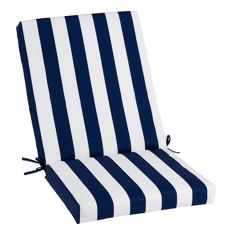 Navy Awning Striped Outdoor Hinged Chair Cushion