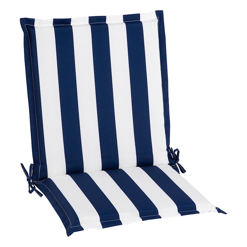 Navy Awning Striped Outdoor Chair Cushion