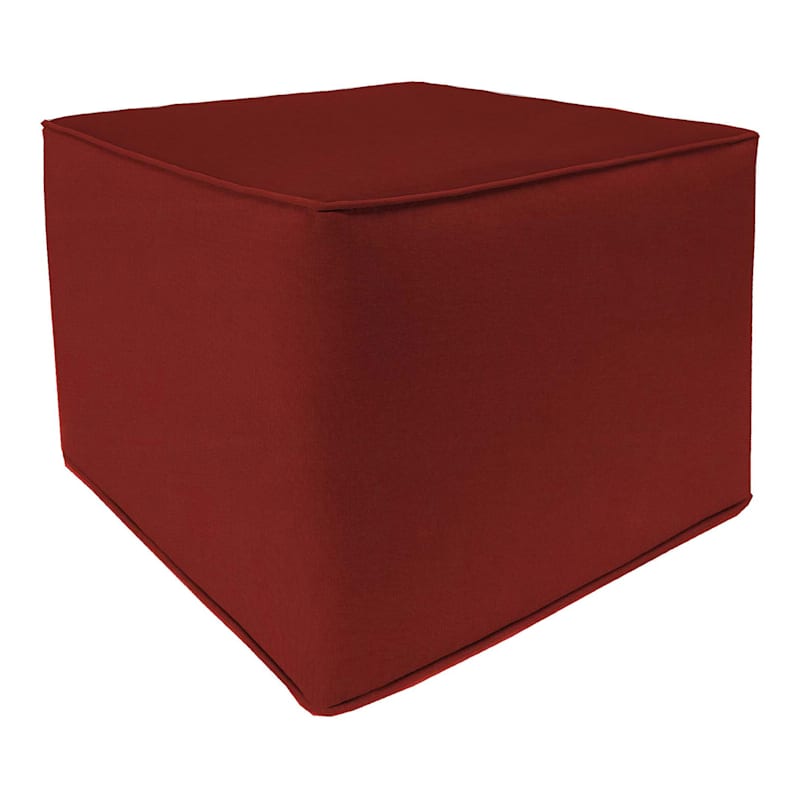 Brick Red Canvas Outdoor Pouf, 20"