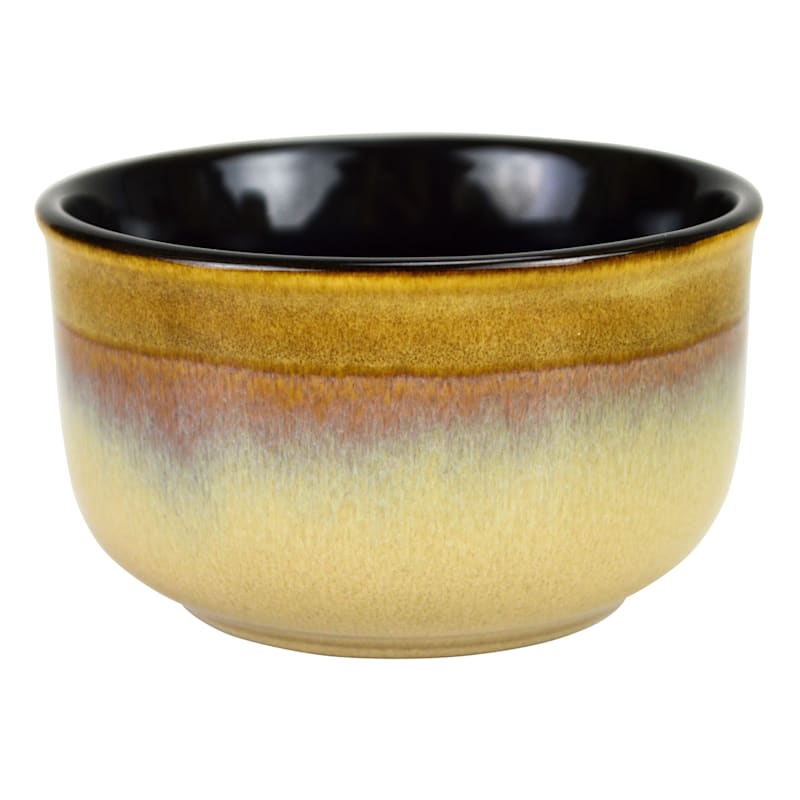 Brown & Tan Reactive Glaze Stoneware Bowl, 4"