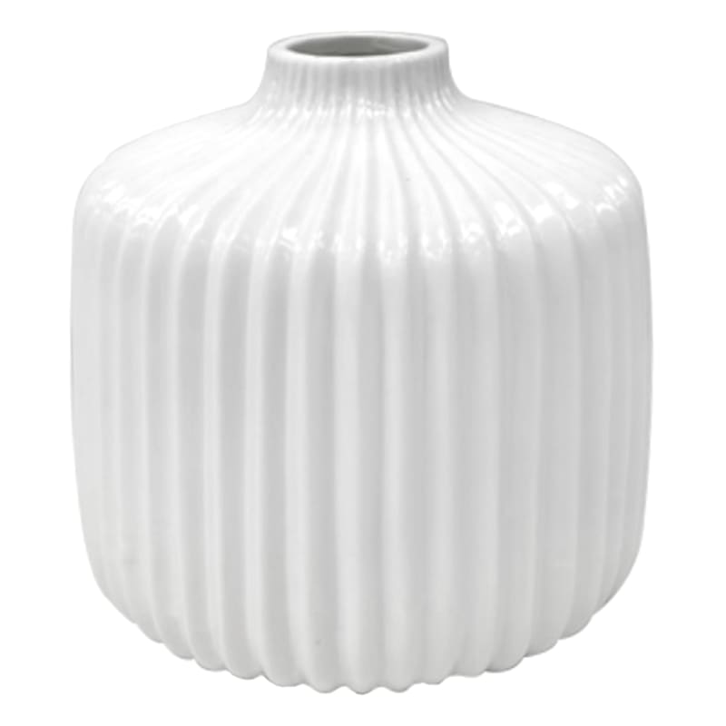White Ceramic Vase, 4"