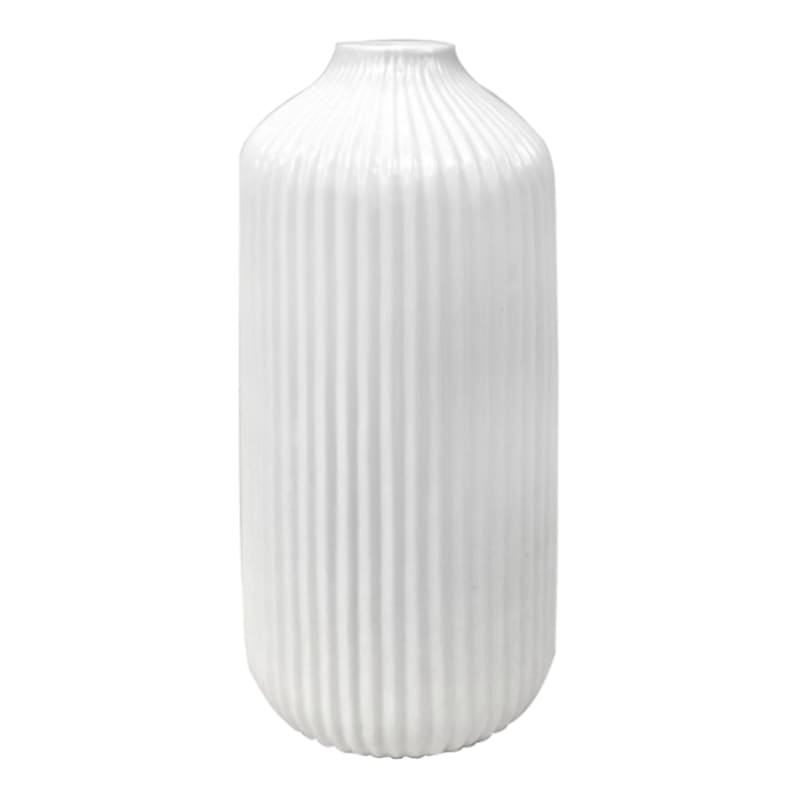 White Ceramic Vase, 8.5"