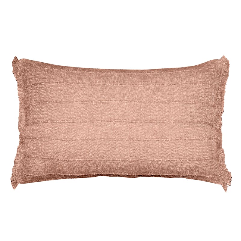 Peach Woven Fringe Throw Pillow, 14x24