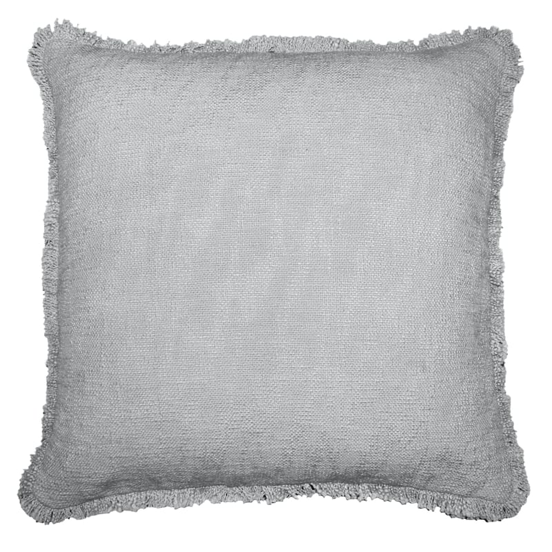 Light Grey Basic Woven Fringe Throw Pillow 20