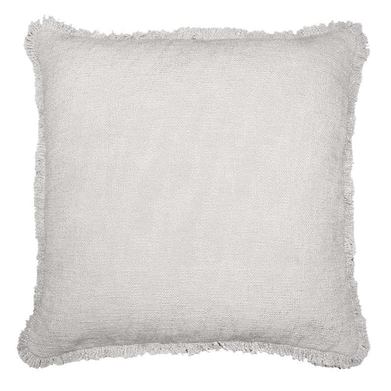 White Basic Woven Fringe Throw Pillow 20