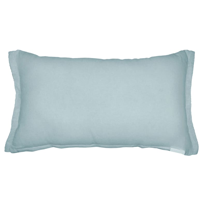 Light Blue Woven Throw Pillow with Flange, 14x24