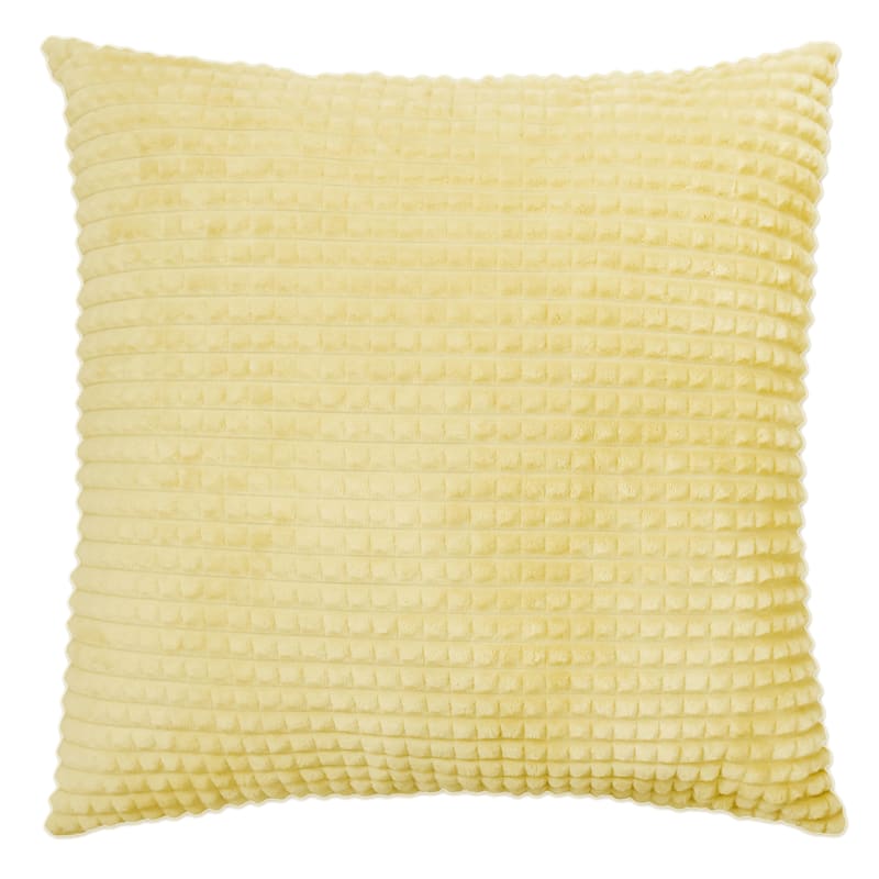 Yellow Plush Check Throw Pillow 24