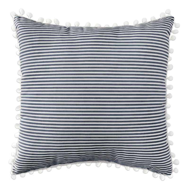 Navy pom pom cushion shop