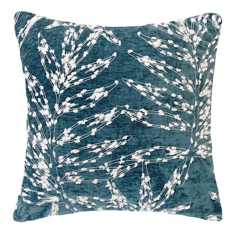 Teal embroidered pillow cheap