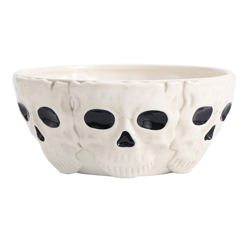 White Skull Ceramic Candy Bowl, 10" | At Home