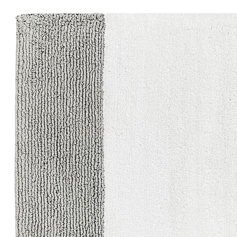 Grey and White Color Block Bath Mat, 20x30 At Home