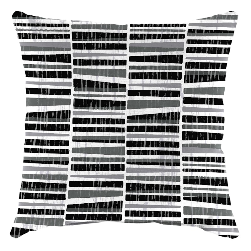 Laila Ali Black & Gray Striped Outdoor Throw Pillow, 16"