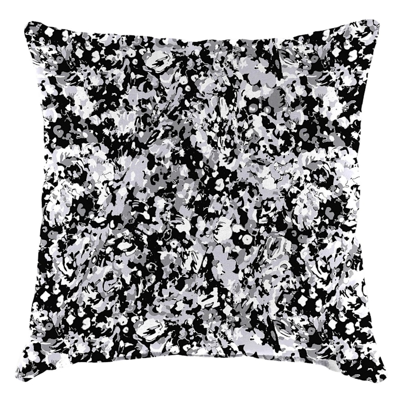 Laila Ali Black & Gray Splatter Paint Outdoor Throw Pillow, 16"
