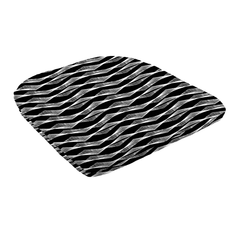 Laila Ali 2-Pack Black & White Wavy Striped Chair Pad
