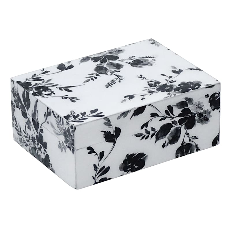 White Floral Full Decal Box, 4x3