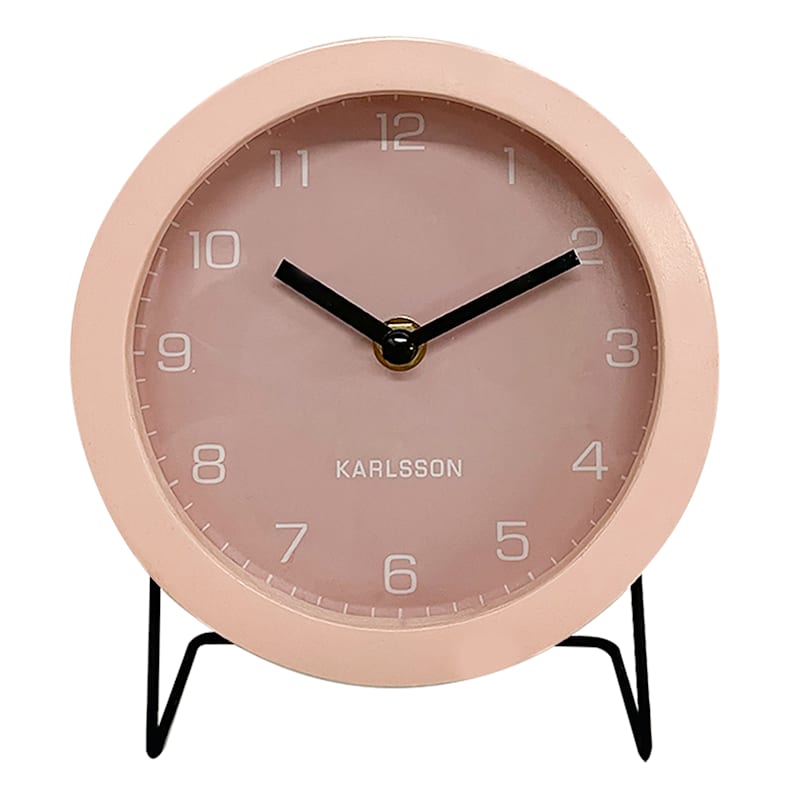 Pink Wooden Table Clock, 8"