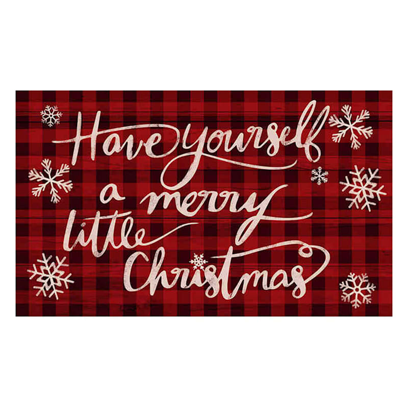 Merry Little Christmas Buffalo Check Echo Vinyl Doormat, 17x27