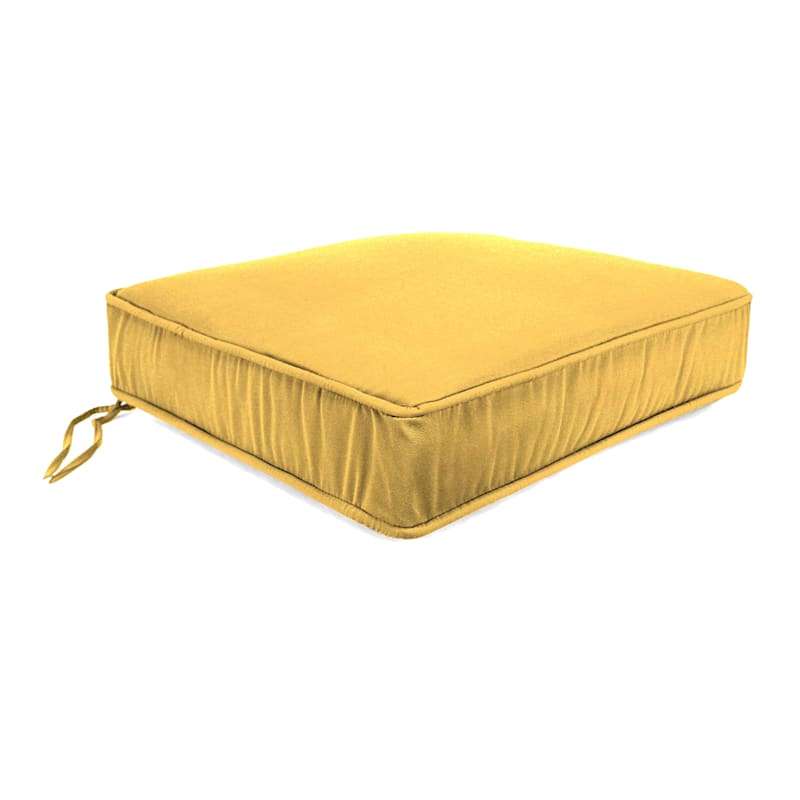 Butter Yellow Canvas Outdoor Gusseted Deep Seat Cushion