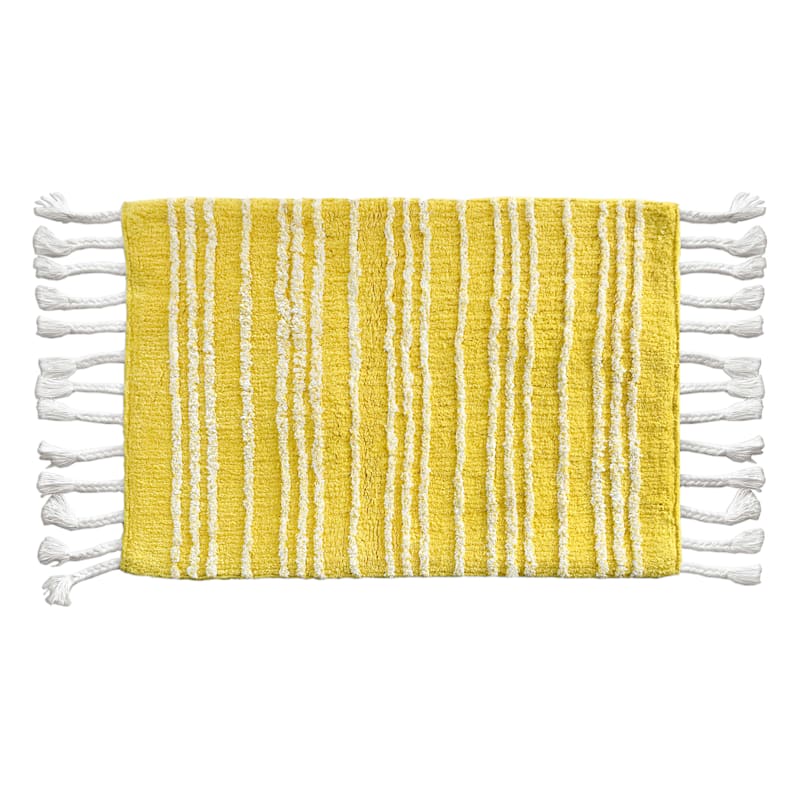 Tracey Boyd Yellow & White Sandy Striped Bath Rug, 20x30