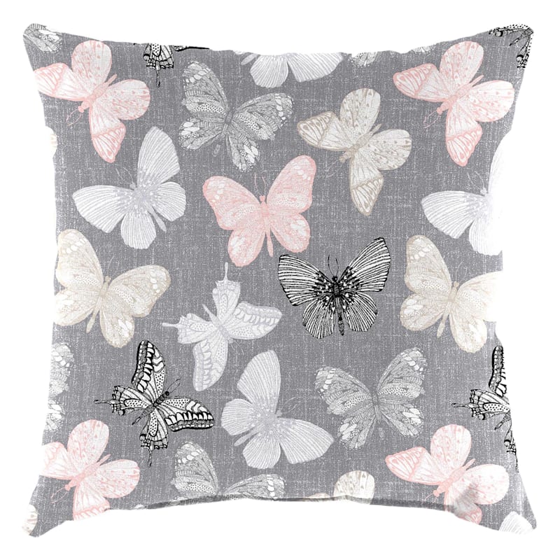 Laila Ali Grey Mix Butterfly Outdoor Throw Pillow, 16"