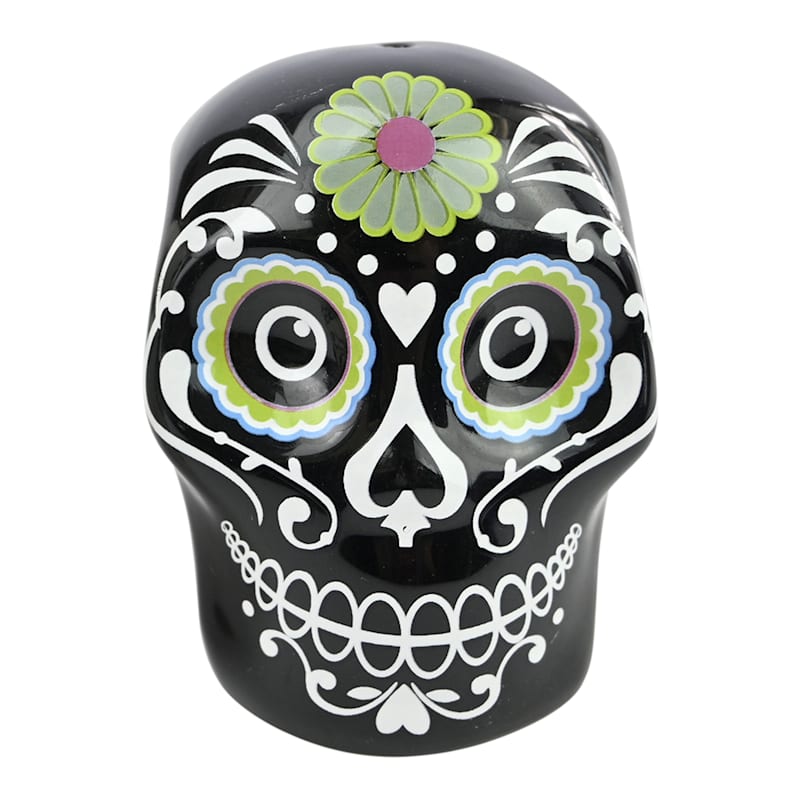 Day Of The Dead Skull Salt/Pepper Shakers Set Of 2 Assorted Colors