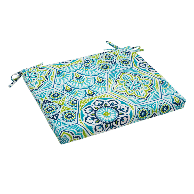 Calista Teal Outdoor Square Seat Cushion