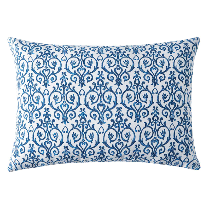 Blue Lumbar Outdoor Pillow Weatherproof Porch Decor Zippered Patio Bench Cushion Modern Porch Pillow 14x20