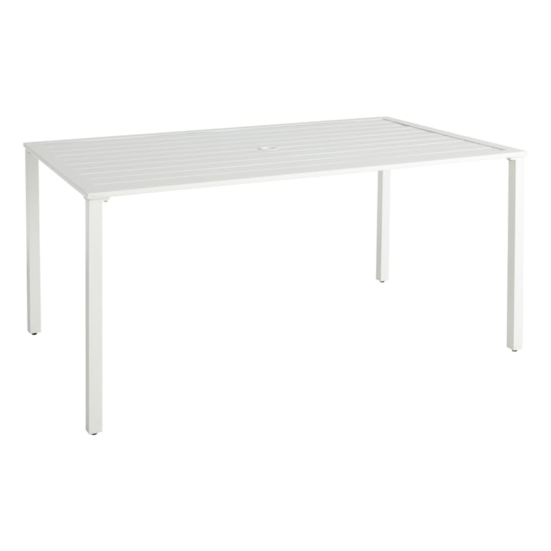Grammercy White Steel Slat Outdoor Dining Table, 60x36