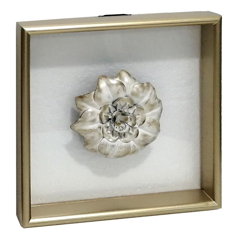 Grace Mitchell Framed Metallic Flower Wall Art, 12"