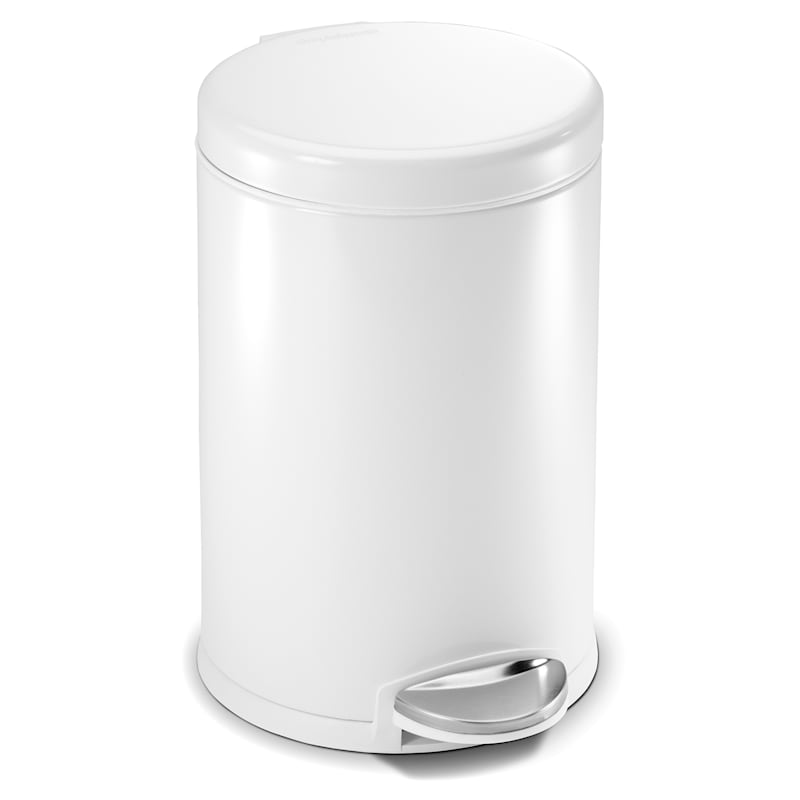 White Round Floor Trash Can Waste Basket 4.5-liters-1.2-gal