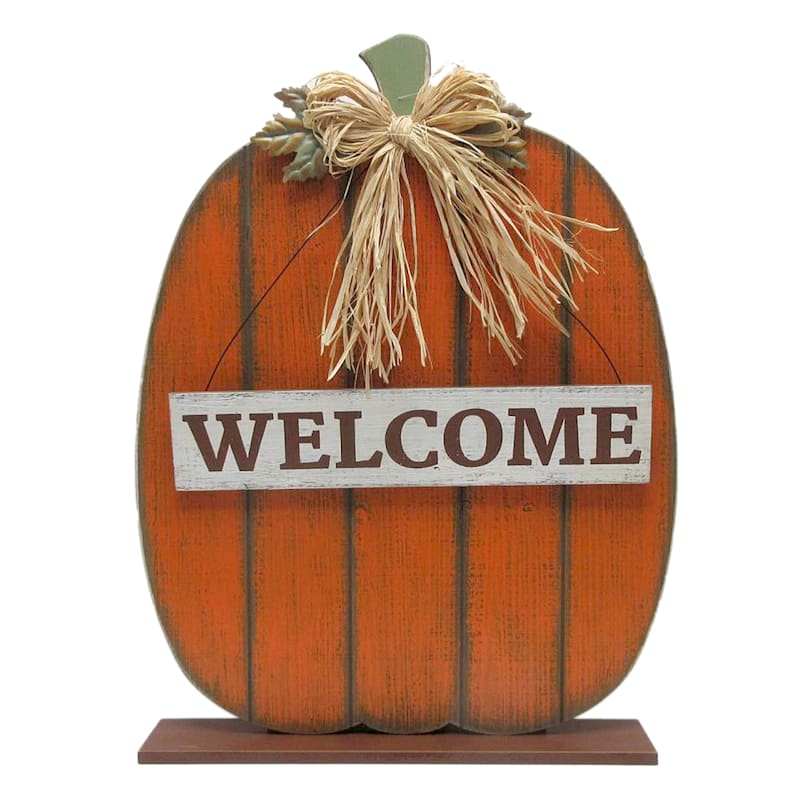 Welcome Wooden Pumpkin Decor, 26"