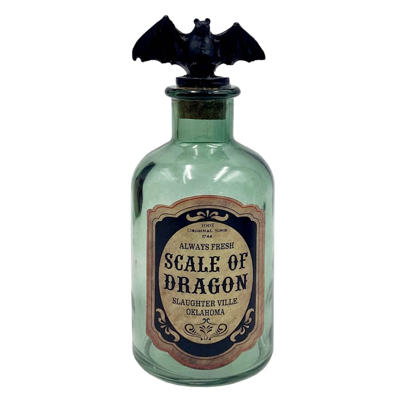 Scale of Dragon Green Glass Bottle, 5" | At Home