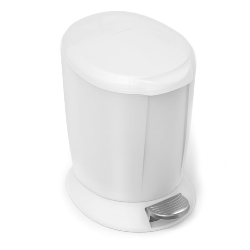 Round White Bathroom Step Trash Can, 6l (1.6gal)