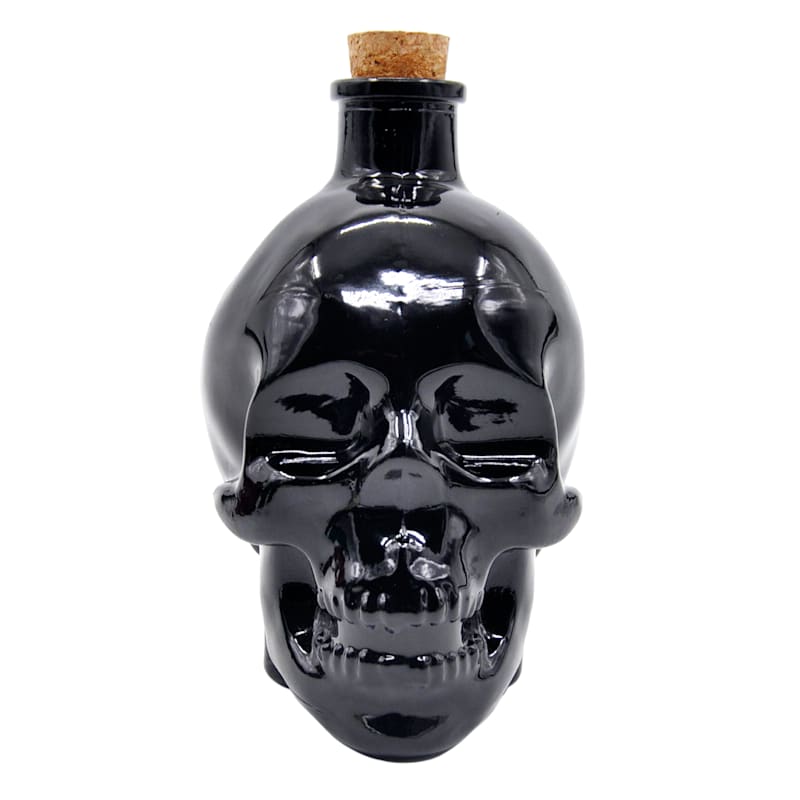 Black Glass Skull Halloween Decor, 6" | At Home