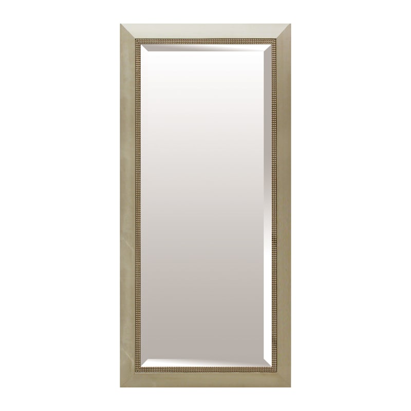 Rectangle Solid Wood Beaded Champagne Leaner Mirror, 32x68