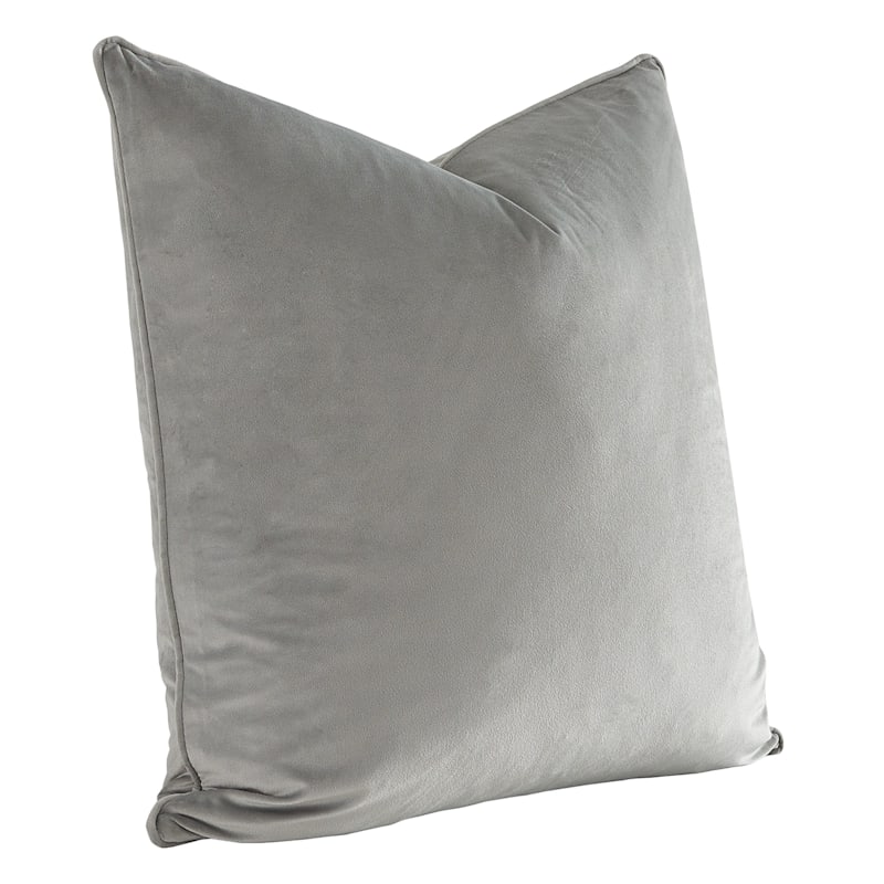 Light Grey Velvet Pillow, 24"