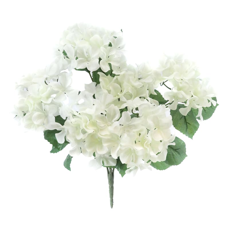 6-Head White Hydrangea Floral Spray, 17"