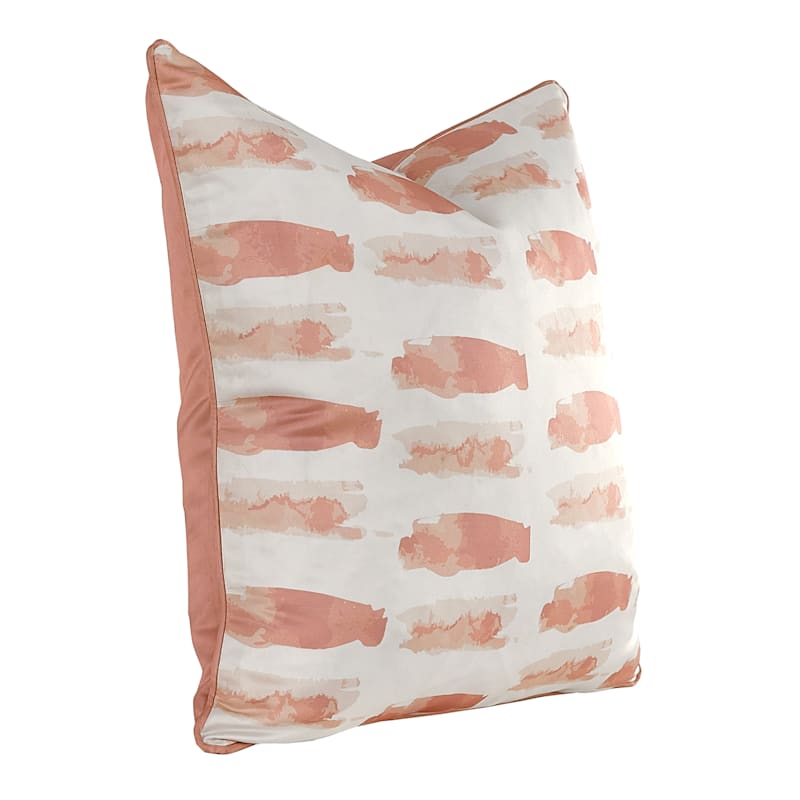 Laila Ali Pink Faux Silk Printed Feather Throw Pillow, 20"