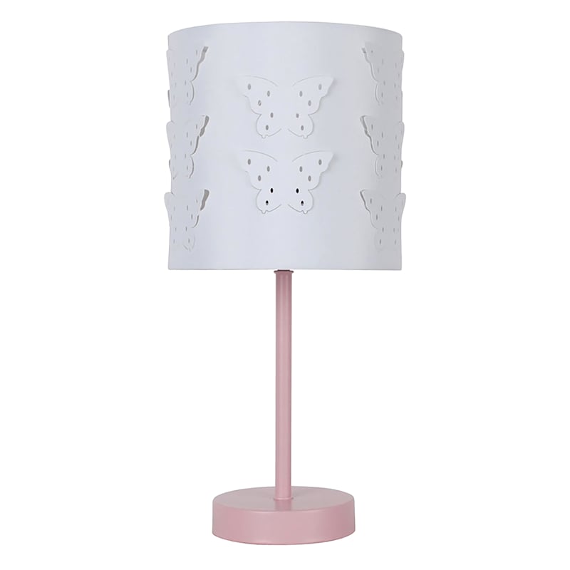 Pink Lamp with Butterfly Shade, 15"