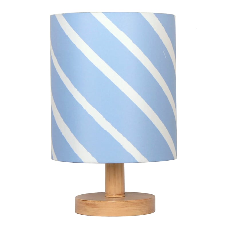 Light Blue Striped Uplight Lamp, 18"