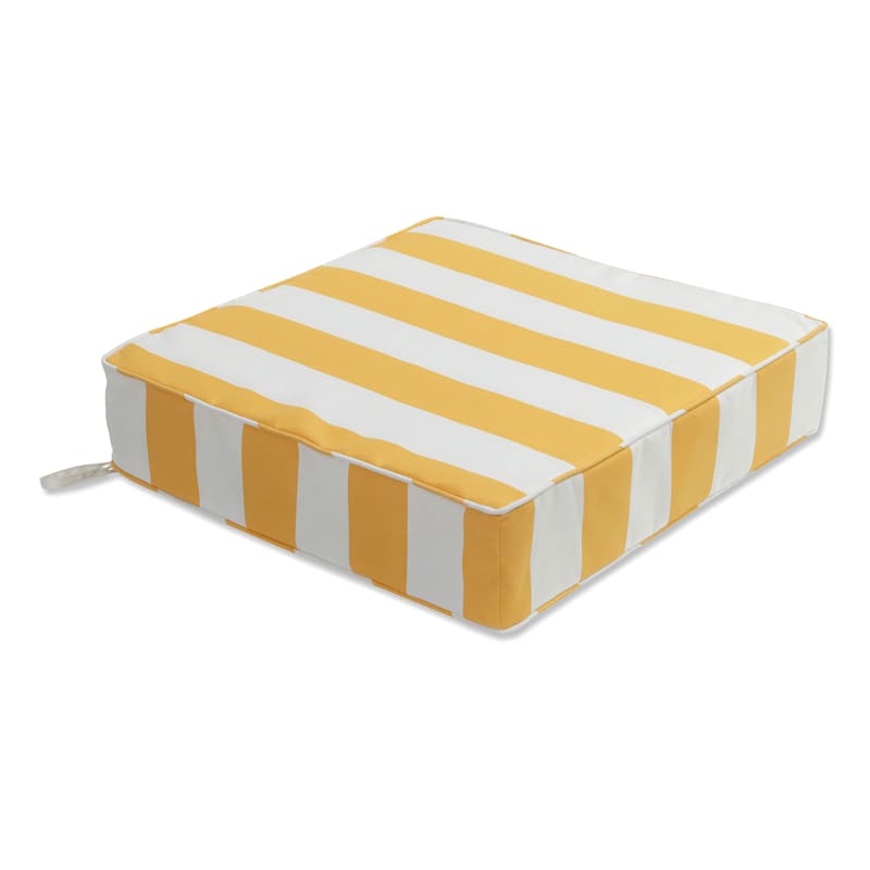 Yellow Awning Striped Outdoor Gusseted Deep Seat Cushion