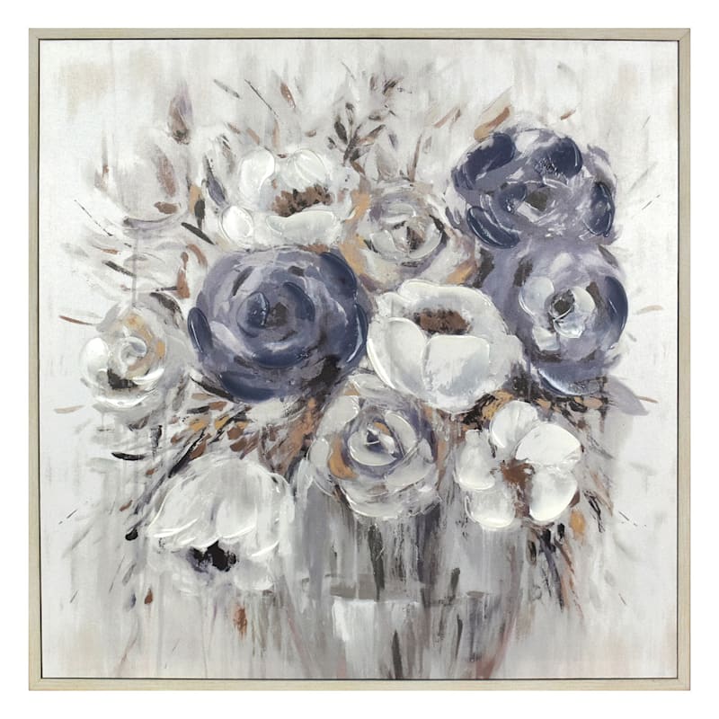 Honeybloom Floral Canvas Wall Art, Blue Sold by at Home