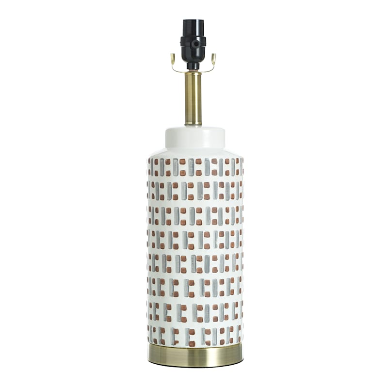 Honeybloom White Checkered Pattern Table Lamp, 19"