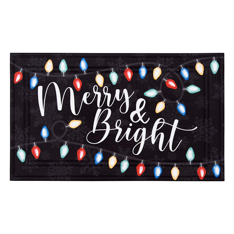Merry & Bright Christmas Lights Black Selma Mat, 18x30