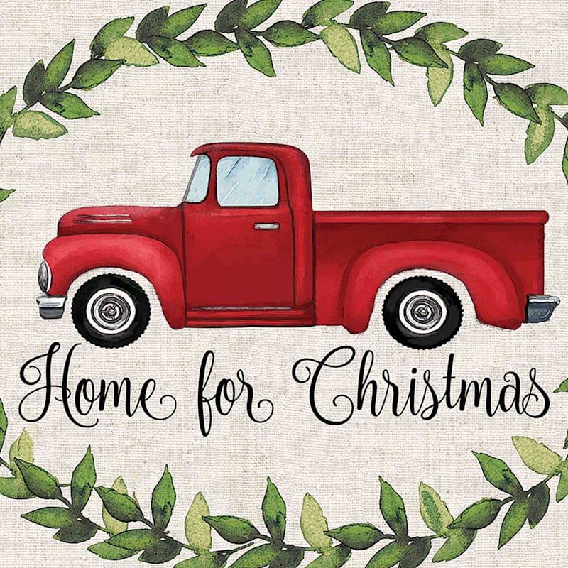 Home for Christmas Retro Truck Echo Vinyl Mat, 17x27