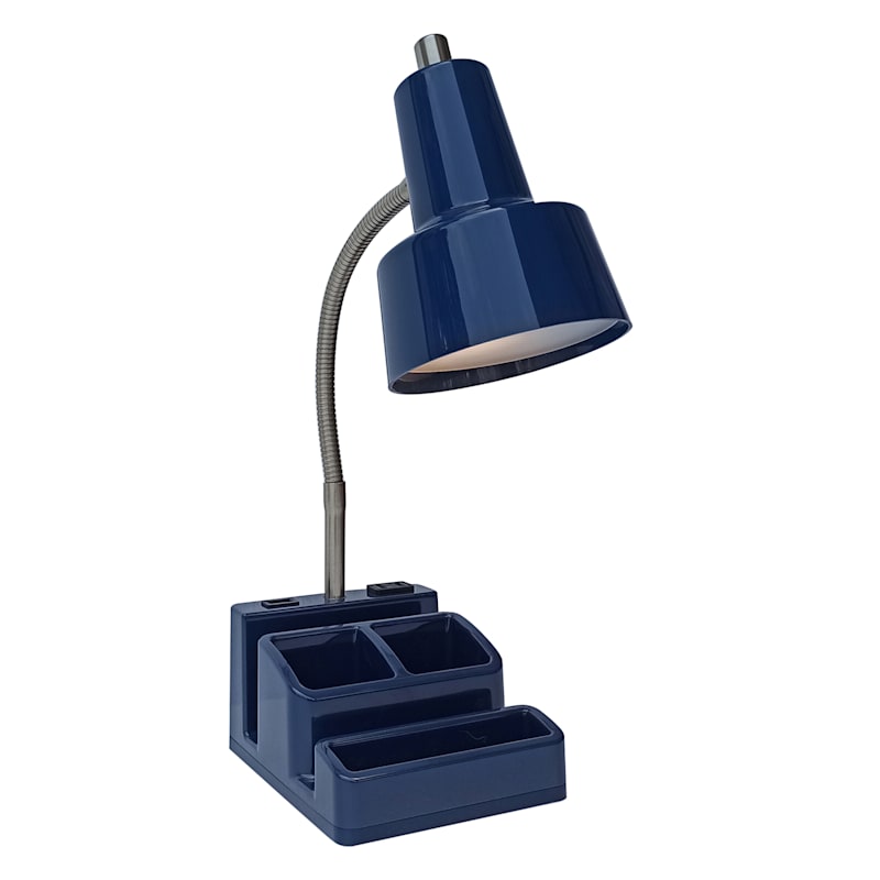 Blue Task Lamp with Organizer, 15"