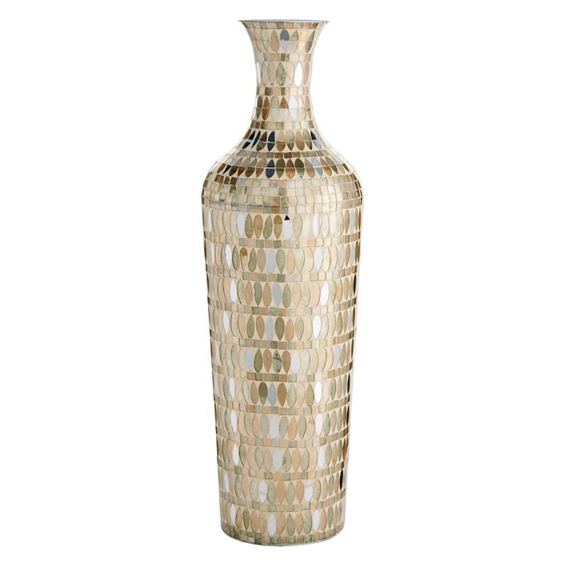 Mosaic Metal Floor Vase, 36"