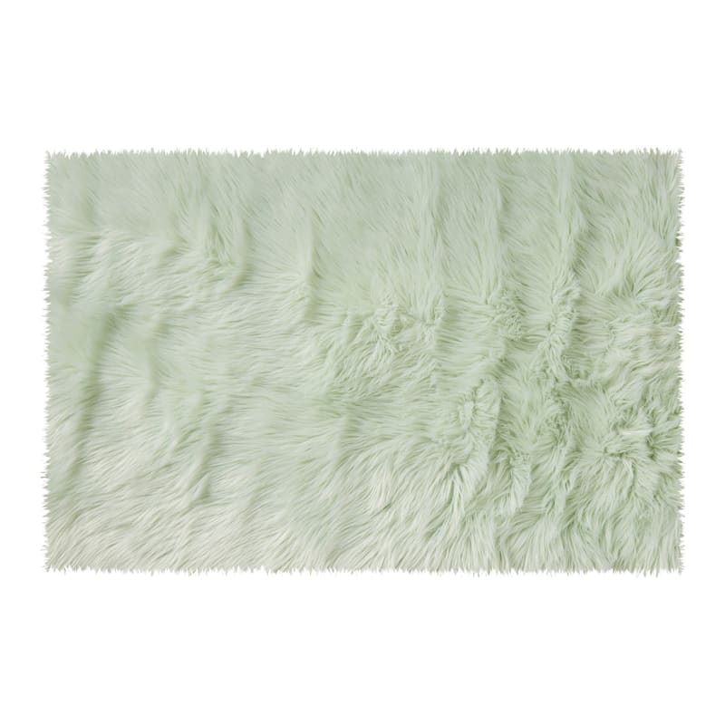 Aspen Mint Faux Fur Accent Rug, 2x3