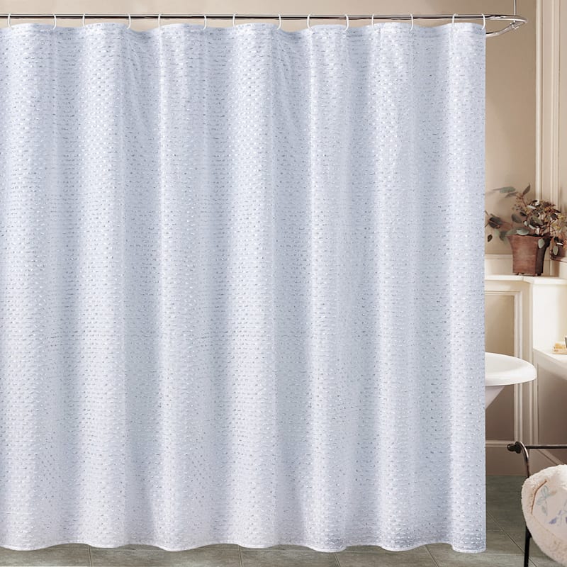 Celine Silver & White Lurex Shower Curtain, 70x72